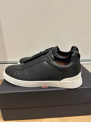 Zegna Zapatillas de Cuero Negro Talla 44