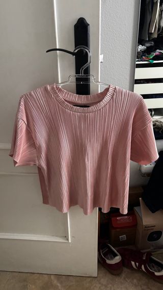 Camiseta rosa plisada talla única