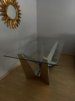 Mesa comedor diseño XL cristal y metal