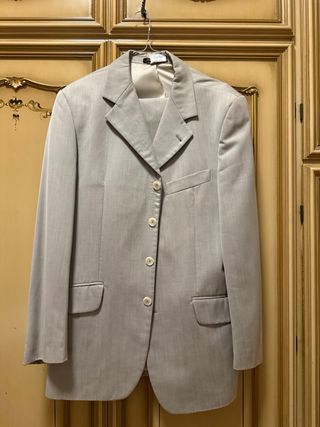 Completo uomo taglia 50 grigio, 80% lana vergine