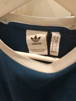 Camiseta Adidas Azul Rayas Blancas