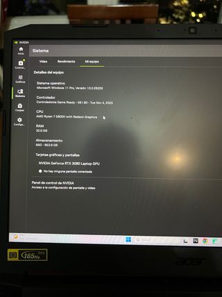 Portátil Gaming Acer Nitro V RTX 3080 Ryzen 7