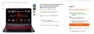Portátil Gaming Acer Nitro V RTX 3080 Ryzen 7