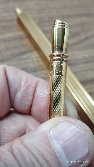 Abre cartas, boligrafo, escritorio/bañado en oro