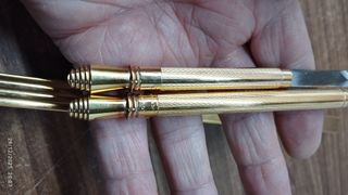 Abre cartas, boligrafo, escritorio/bañado en oro