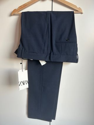 Pantalones de traje Zara Regular Fit Azul Marino