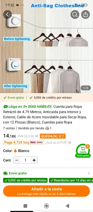 Tendedero retráctil para ropa.