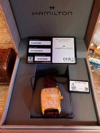 Reloj Hamilton Dorado Correa Marrón