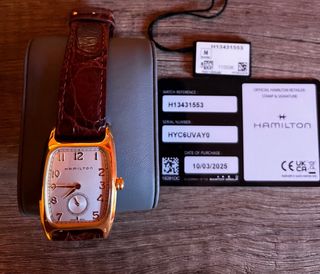 Reloj Hamilton Dorado Correa Marrón