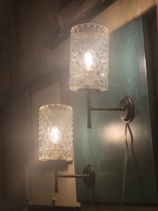 Coppia Applique Ottone Vetro Murano Anni '60