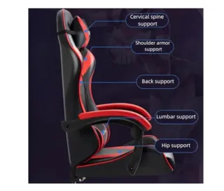 Silla Gaming Negra/Azul Reposapiés Marca desconoci