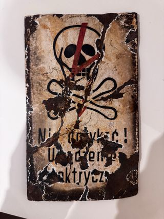 Cartel antiguo industrial “Nie dotykać” WWII