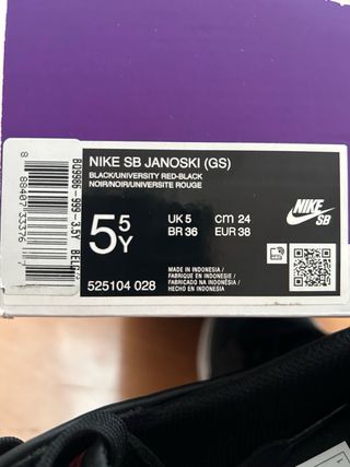 Nike SB Janoski (GS) Nero/Rosso Tg 38