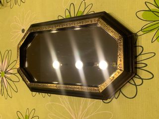 Espejo octogonal madera y detalles dorados