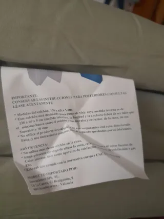 Colchón de viaje para cuna parque