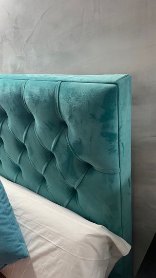 Somier 90 terciopelo turquesa