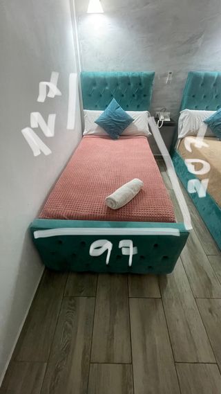 Somier 90 terciopelo turquesa