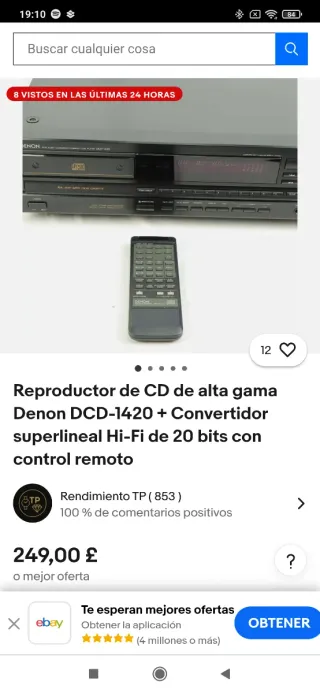 Reproductor CD Denon Negro