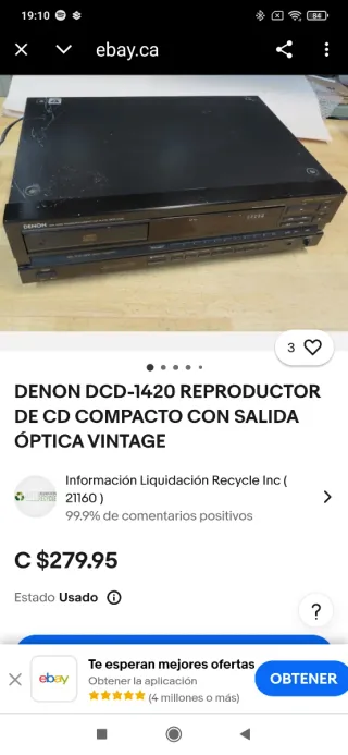 Reproductor CD Denon Negro