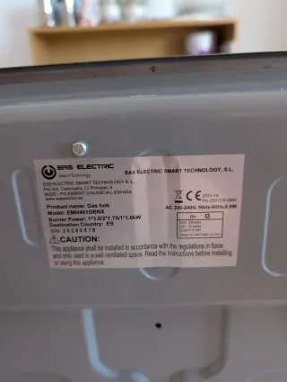 Cocina de Gas EAS Eléctrica