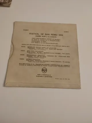 Vinilo Festival San Remo 1959 Gianni Ales
