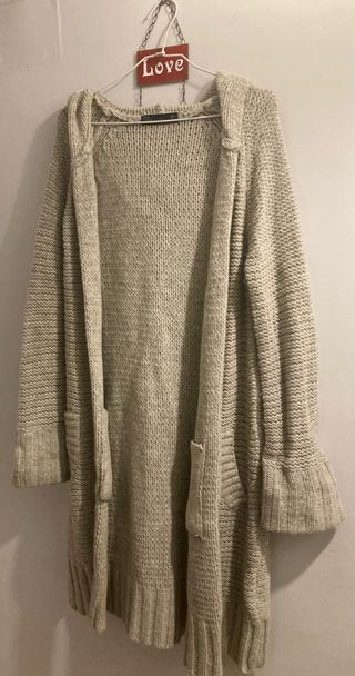 Abrigo largo de lana beige