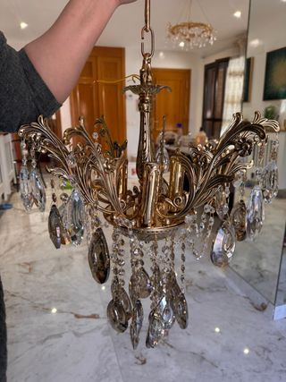 Lámpara de techo nueva dorada con cristales