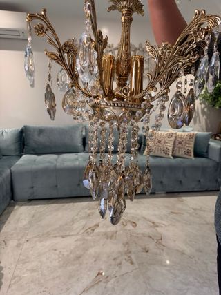 Lámpara de techo nueva dorada con cristales