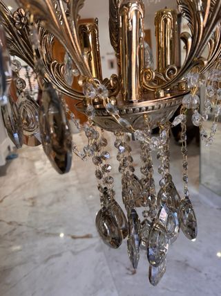 Lámpara de techo nueva dorada con cristales