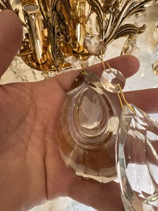 Lámpara de techo nueva dorada con cristales