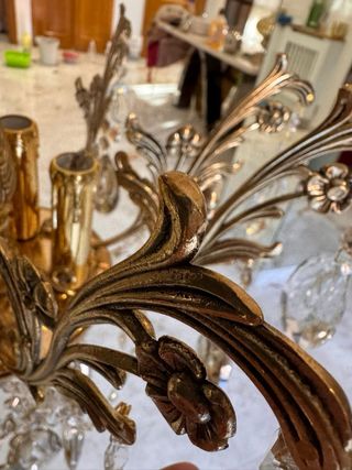 Lámpara de techo nueva dorada con cristales