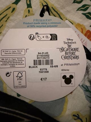 Pijama Disney Talla M Pesadilla Antes de Navidad