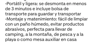 Mesa camping plegable de aluminio