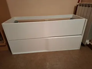 Mueble de baño blanco 2 cajones  120 ancho X45 X55