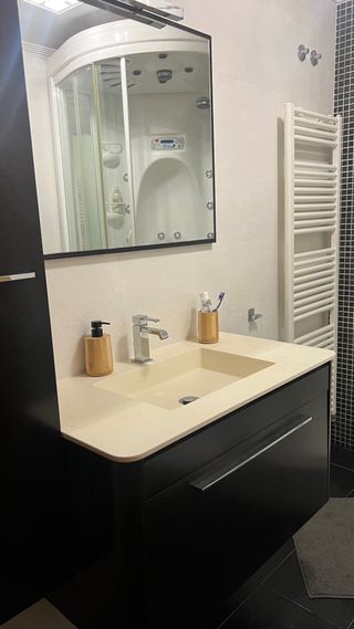 Mueble de baño 2 piezas lavabo + cajonera + espejo