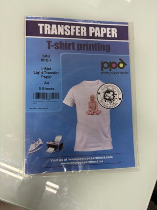 Papel Transferir a tela planchado A4 5 Hojas