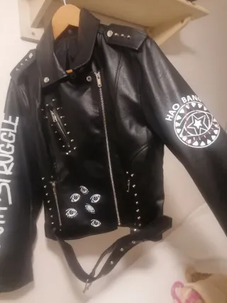 Cazadora Biker Negra Mujer