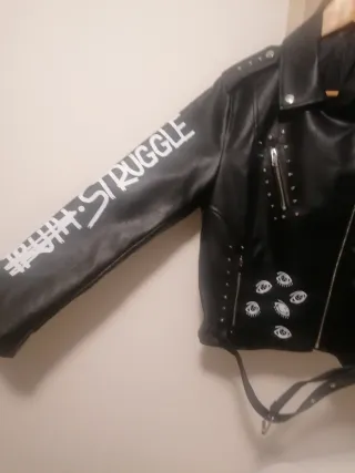 Cazadora Biker Negra Mujer