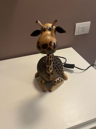 Lampada Giraffa Legno e Cocco