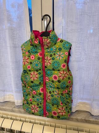 Piumino smanicato bambina double face