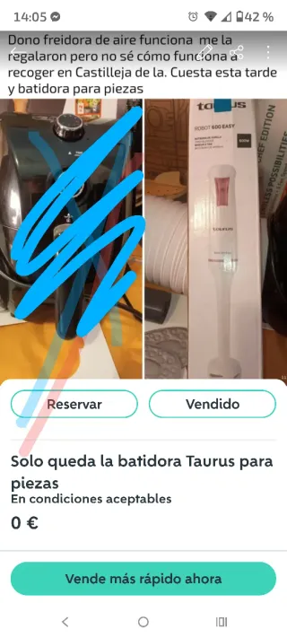 Solo queda la batidora Taurus para piezas