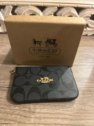 Portamonete Coach monogram nero e oro