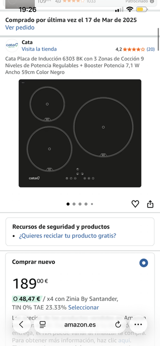 Cata Placa de Inducción 6303 BK