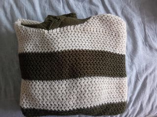 Jersey rayas verde/beig con capucha Talla Única