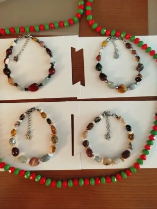 Conjunto Pulsera y Pendientes Piedras Naturales