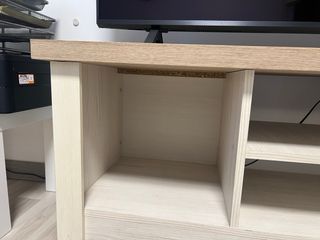 Mueble TV madera beige y gris