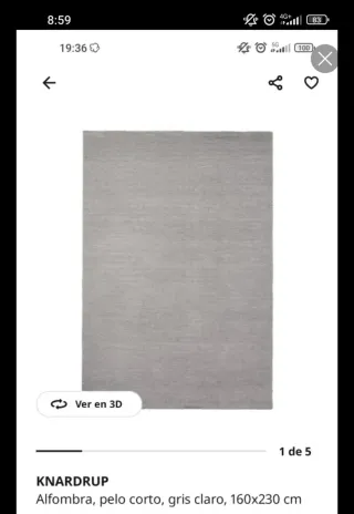 Alfombra Ikea Knardrup gris