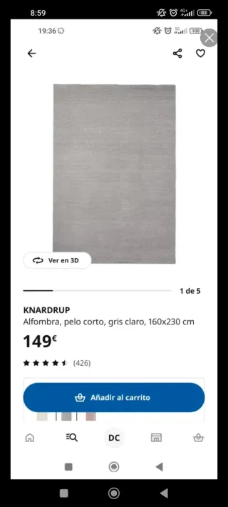 Alfombra Ikea Knardrup gris
