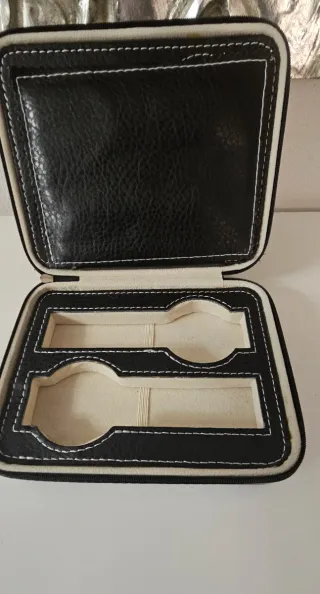 Custodia 4 orologi ecopelle nera zip