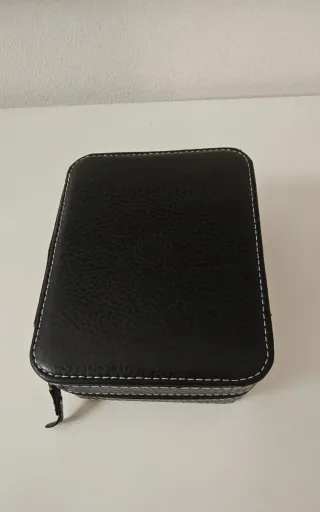 Custodia 4 orologi ecopelle nera zip